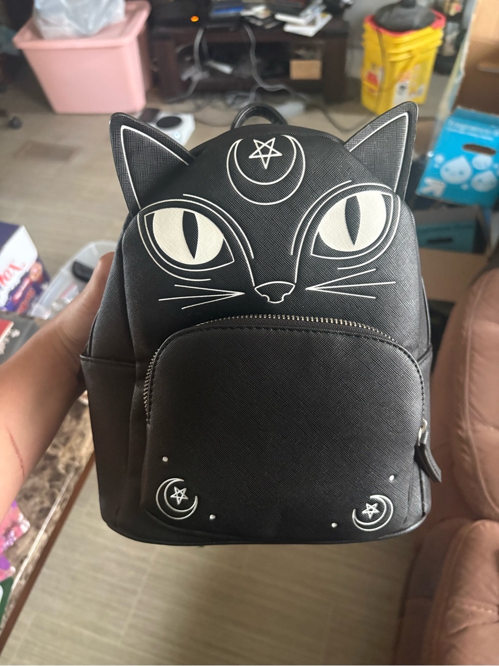 Black Cat Face Mini Backpack - BlackCraft